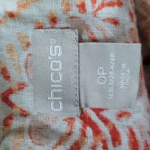 Chico's Medallion Print Linen Henley Tunic Size Small Petite SP - Picture 7 of 8